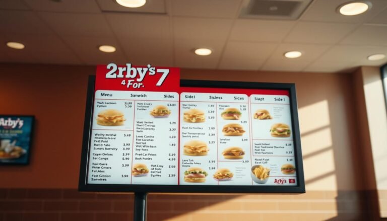 arby's 2 for $7 menu with prices